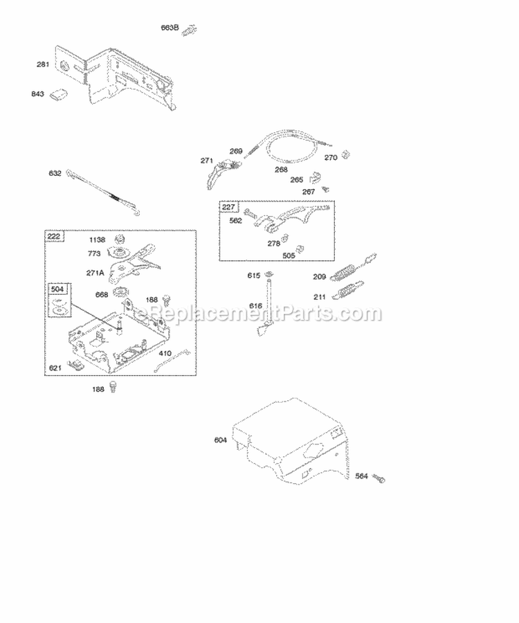 Controls Governor Spring Diagram and Parts List for 213432-0100-E1  Briggs and Stratton Engine
